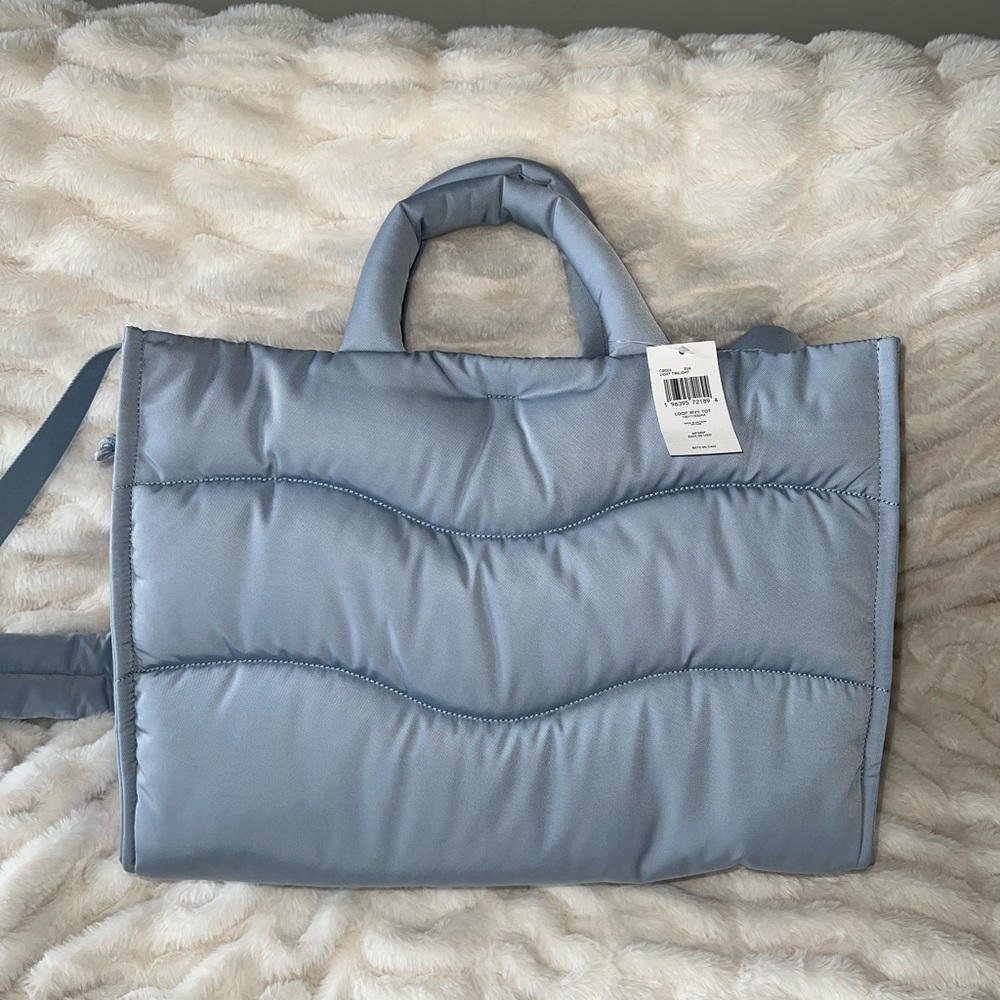 Coachtopia Light Blue Quilted Tote with Tan Leather Patch - Picture 2 of 3